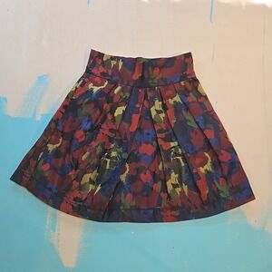 XXI Womens XS Mini‎ Skirt A-Line Floral Brocade Pleated High Waist Multicolor